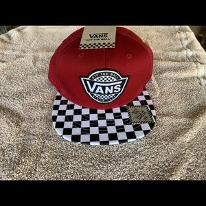 BOYS VANS RED CHECKERED HAT SNAPBACK